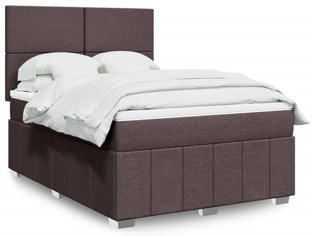 vidaXL Cama com molas/colchão 140x190 cm tecido castanho-escuro