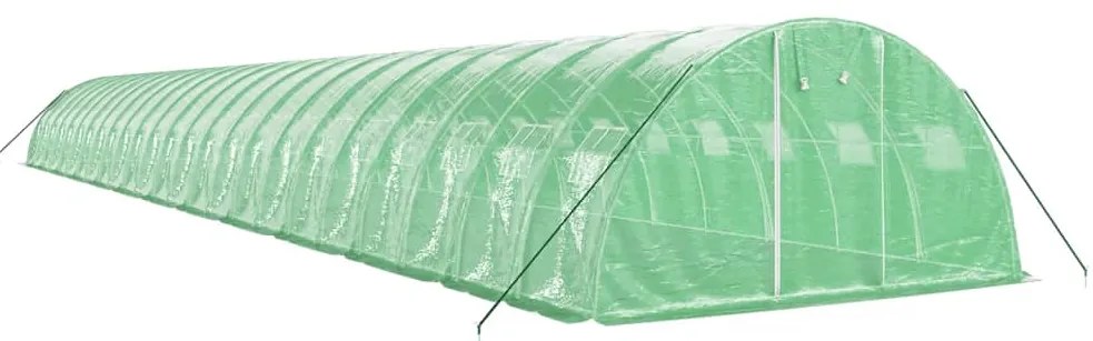 Estufa com estrutura de aço 96 m² 24x4x2 m verde