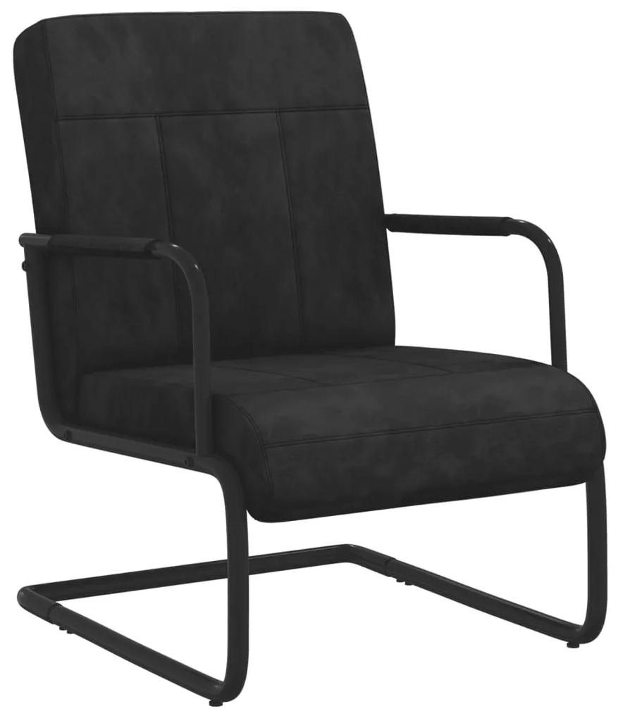 325794 vidaXL Cadeira cantilever veludo preto