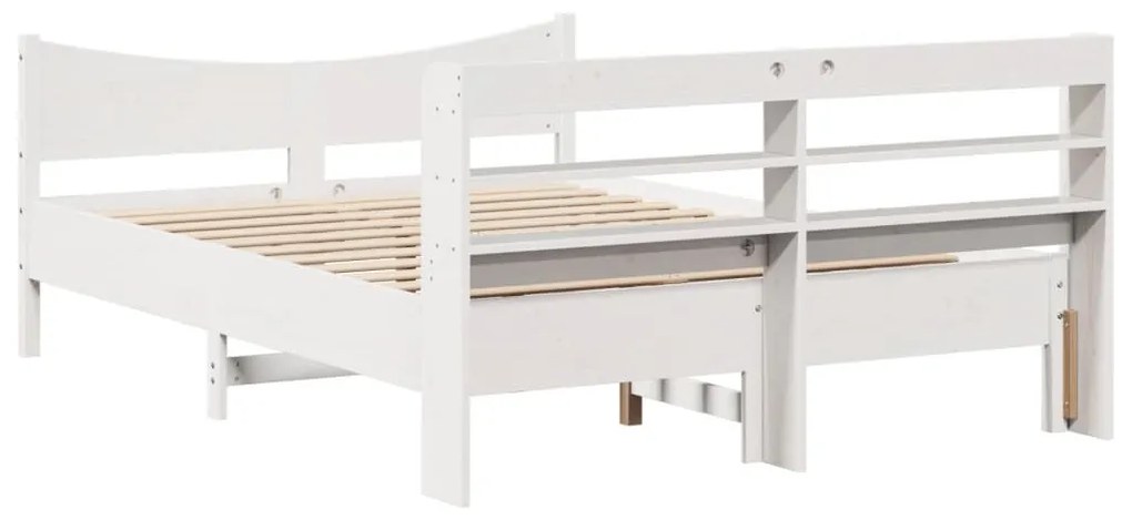 Estrutura de cama com cabeceira 120x200 cm pinho maciço branco
