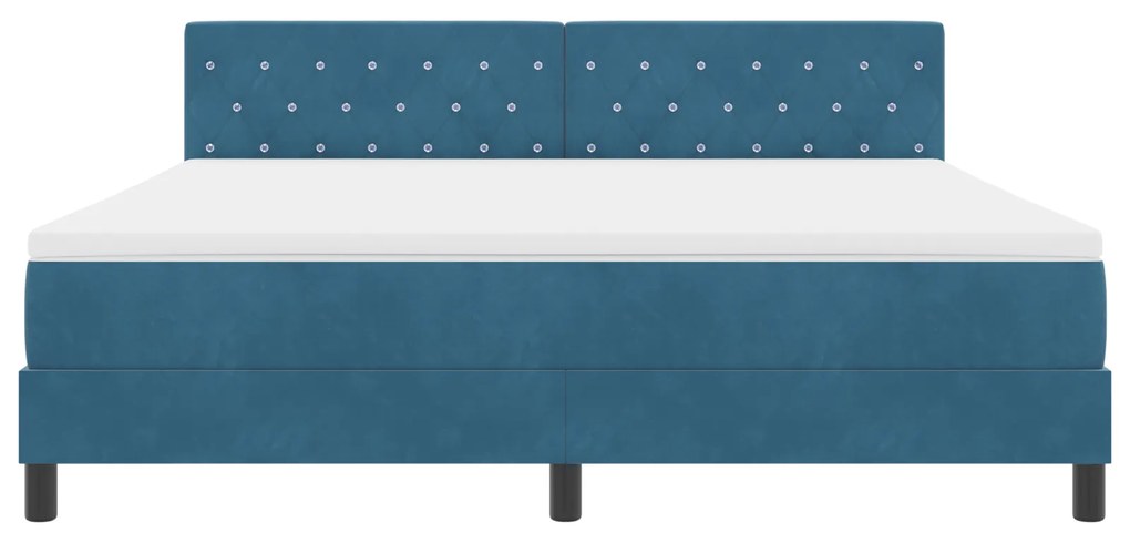 Cama Box com Colchão vidaXL Azul Escuro Super King Veludo