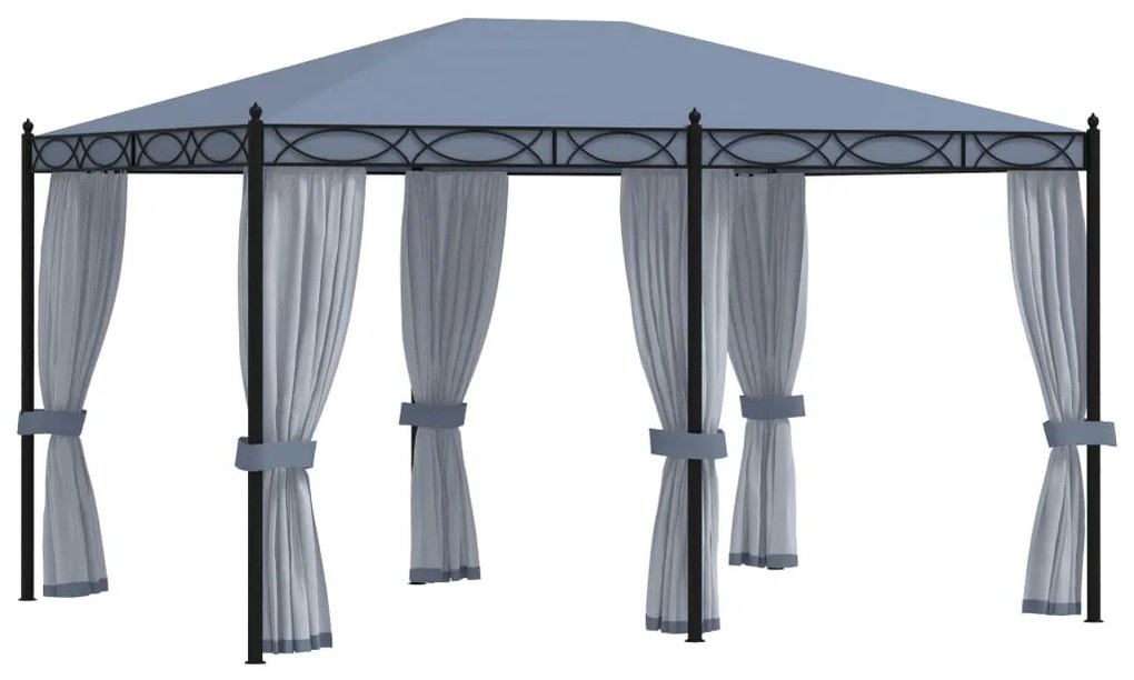 Gazebo com proteções em rede 3x4 m aço antracite