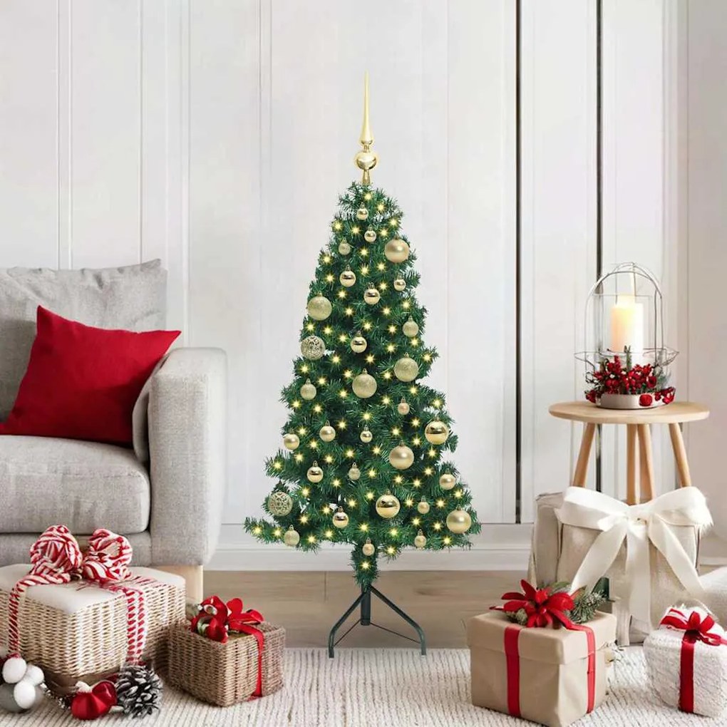 vidaXL Árvore de Natal artificial de canto Verde 120 cm PVC e Metal