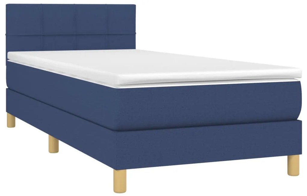 Cama com molas/colchão 90x190 cm tecido azul