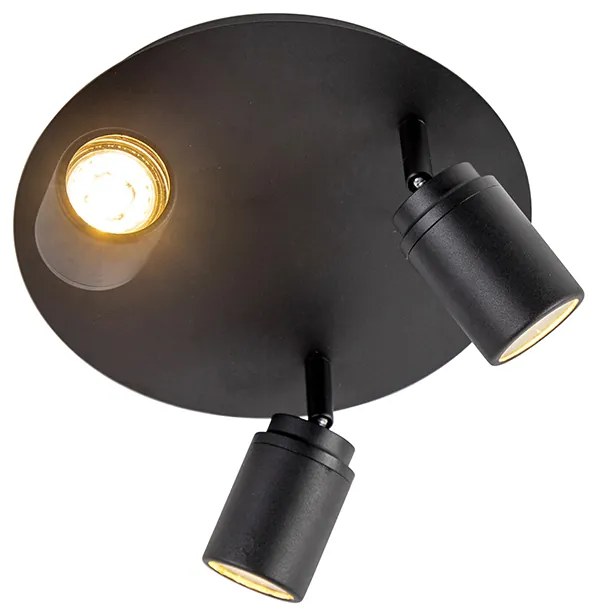 LED Candeeiro preto moderno inteligente GU10 3 luzes IP44- DUCHA Moderno