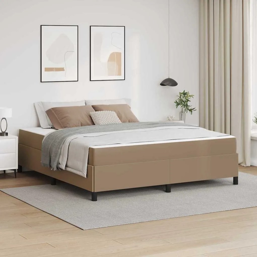 vidaXL Estrutura da Cama com colchão Cappuccino 180 x 200 cm tecido