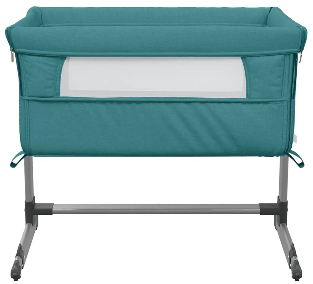 Cama de bebé com colchão tecido de linho verde