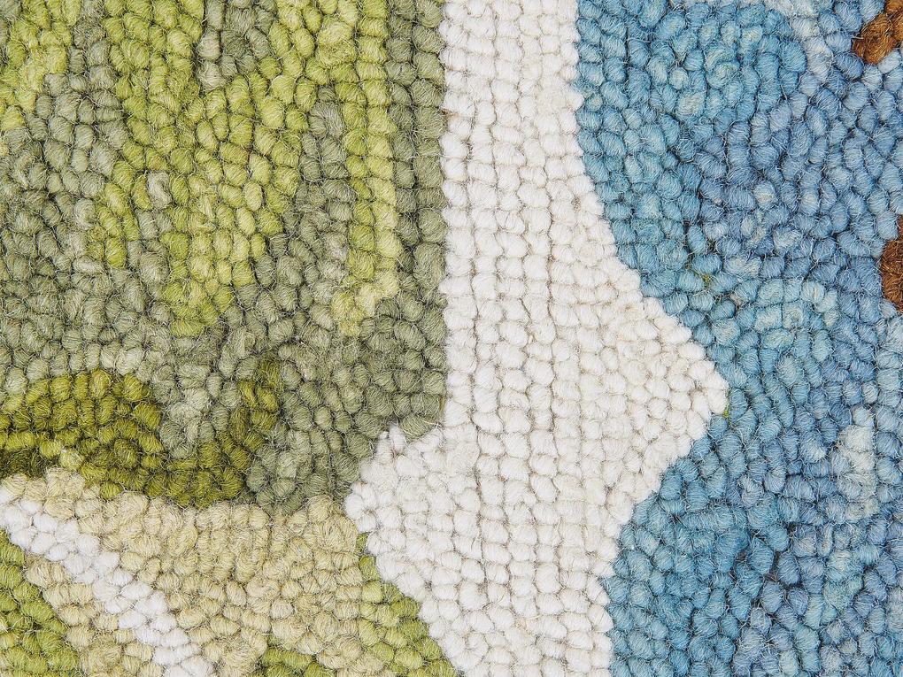 Tapete de lã com padrão de folhas multicolor 160 x 230 cm KINIK Beliani