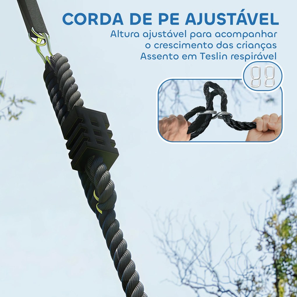 Baloiço Ninho Infantil Ø120 cm Altura Ajustável Baloiço Redondo para Bebés para Árvores para 4 Crianças de 3 a 8 Anos Multicolor