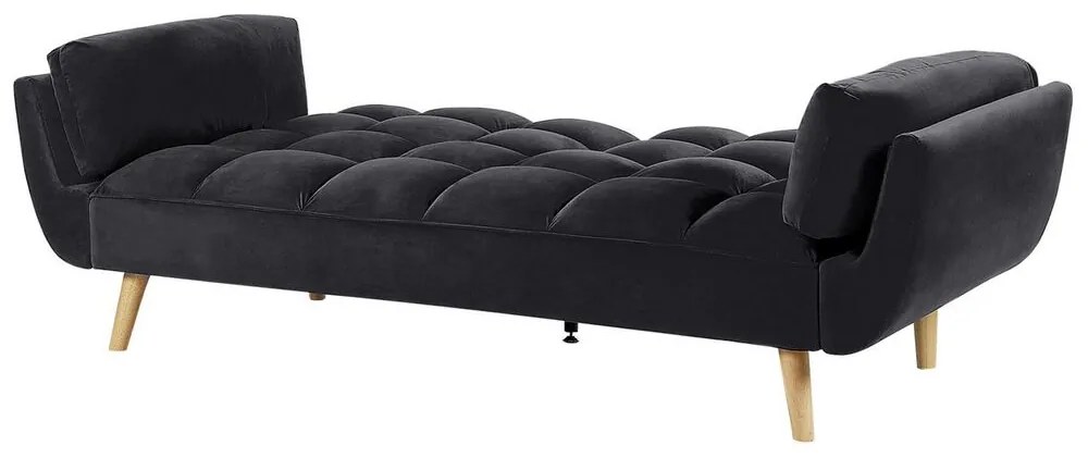 Sofá-cama em veludo preto ASBY Beliani