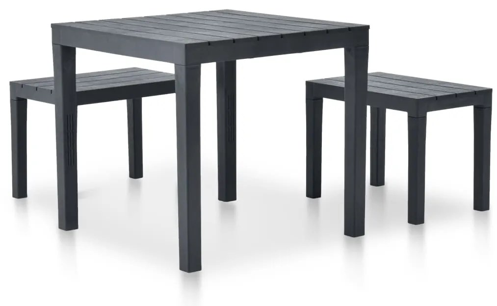 Mesa de jardim com 2 bancos plástico antracite