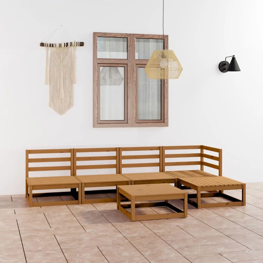 vidaXL 6 pcs conjunto lounge de jardim pinho maciço castanho mel