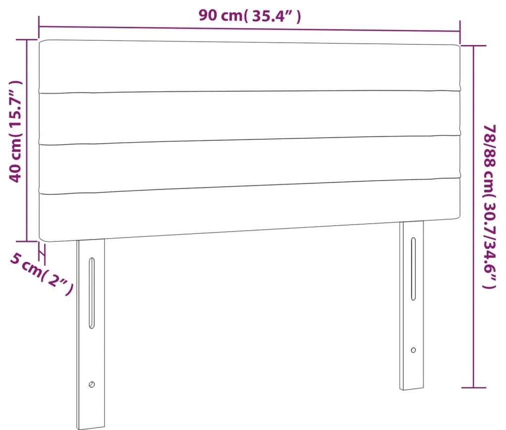 Cabeceira de cama veludo 90x5x78/88 cm cinzento-claro