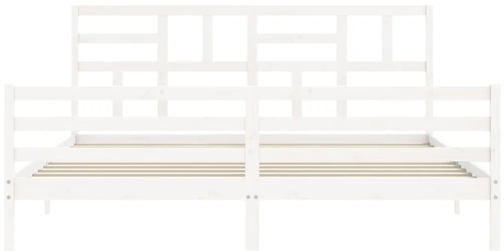 Estrutura de cama com cabeceira 200x200cm madeira maciça branco