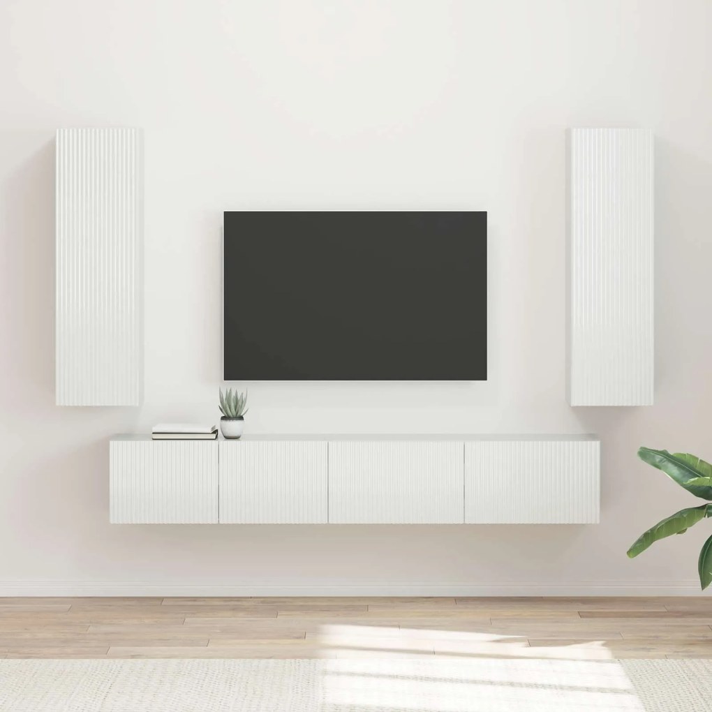 vidaXL Conjunto de móvel de TV 3 pcs Branco Brilhante