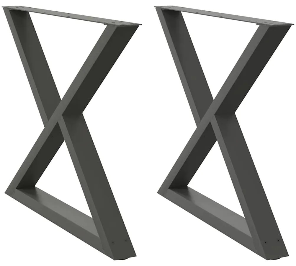 Pés para mesa de jantar 2 peças antracite 90x(72-73,3) cm aço