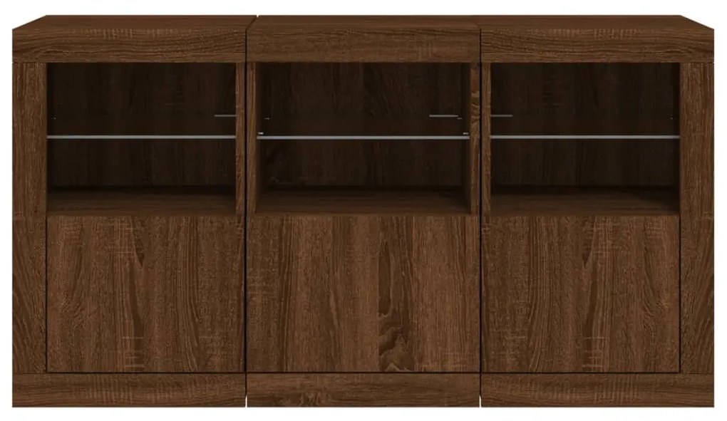 Aparador com luzes LED 123x37x67 cm carvalho castanho