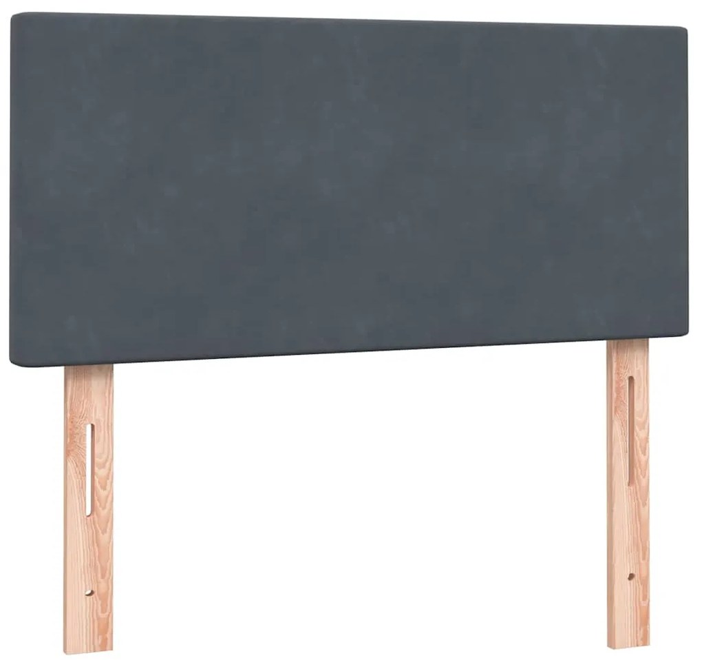 Cama com molas/colchão cinza-escuro 90x210 cm veludo