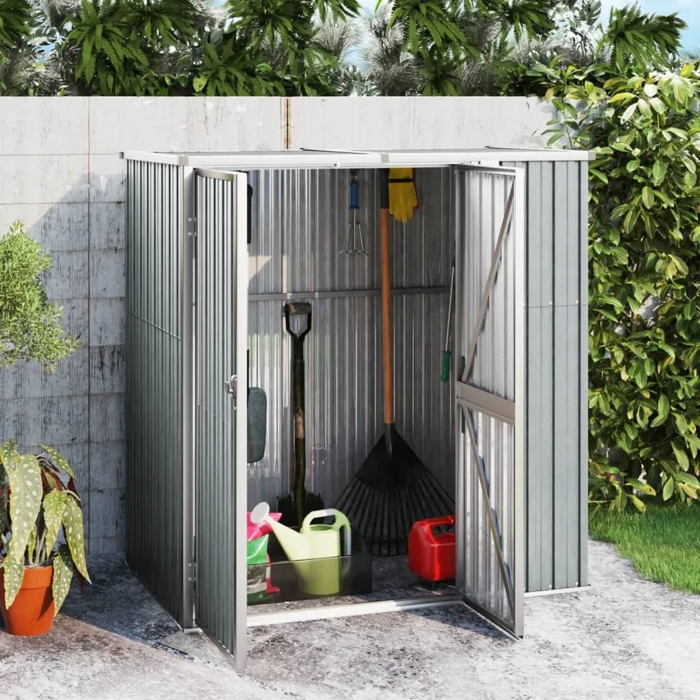316210 vidaXL Abrigo p/ ferramentas jardim 161x89x161cm aço galvanizado cinza