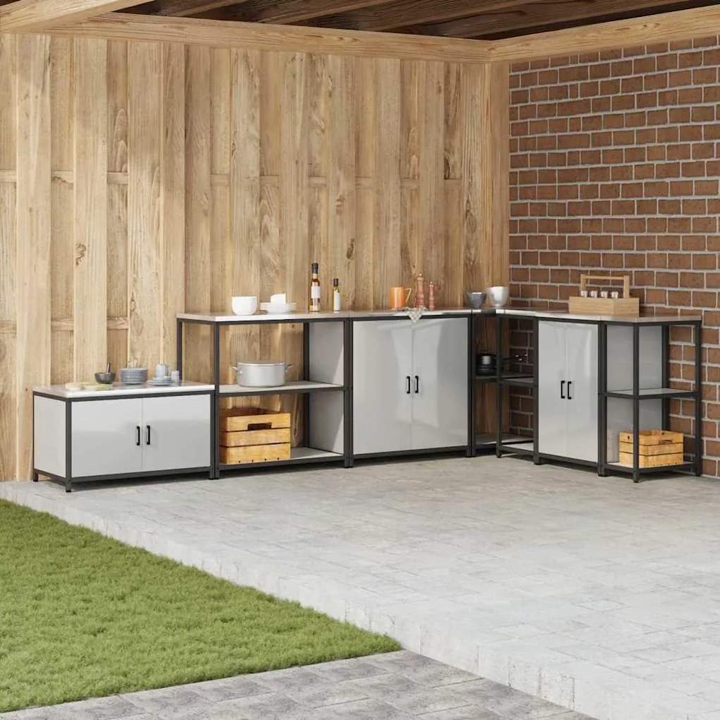vidaXL Prateleira de Armazenamento de Cozinha Prata Aço galvanizado