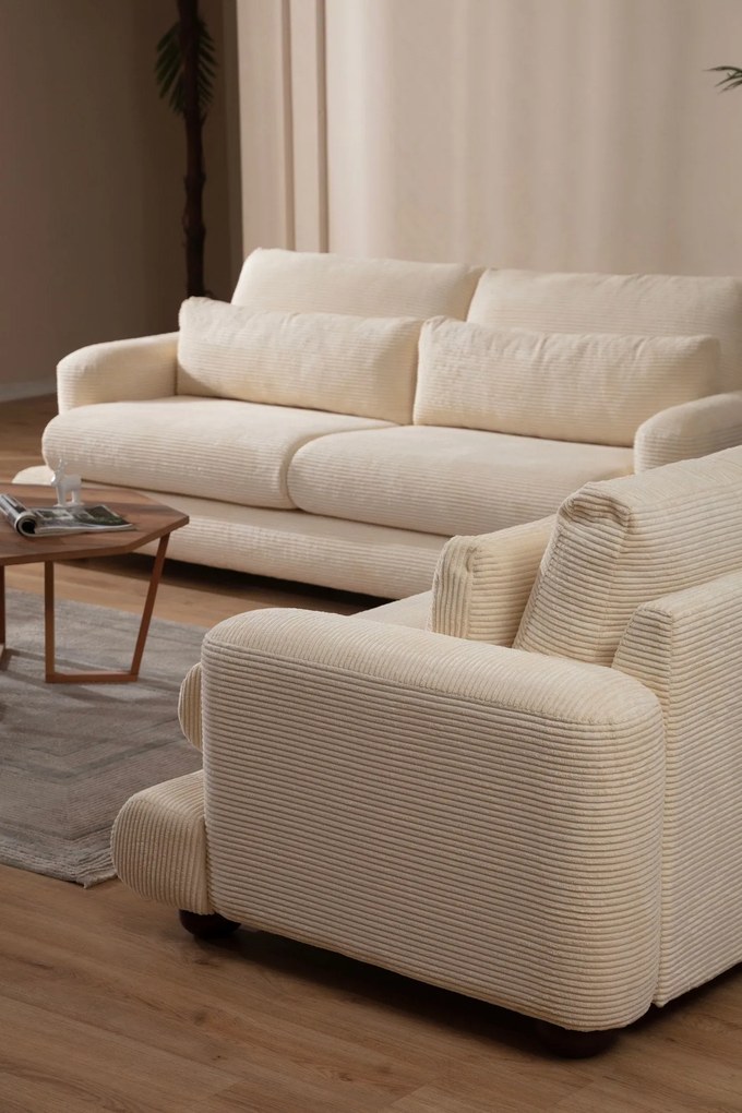 Sofá de 3 Lugares River – Bege – 230 cm x 105 cm x 90 cm
