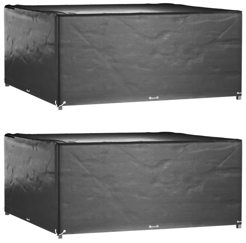 Capas p/ mobília de jardim 2 pcs 16 ilhós 205x205x90cm quadrado