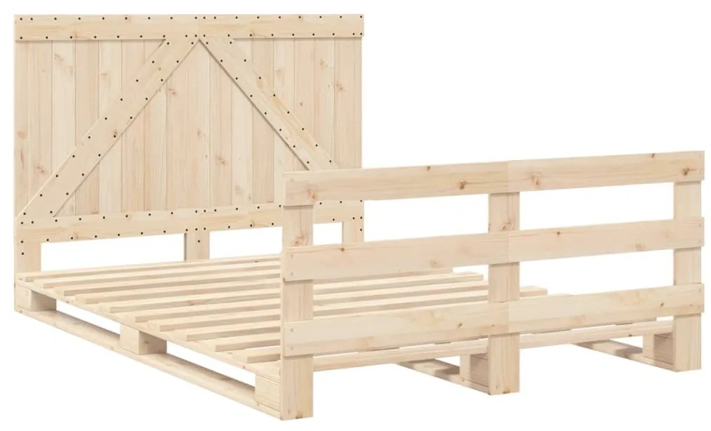 Estrutura de cama com cabeceira 140x200 cm pinho maciço