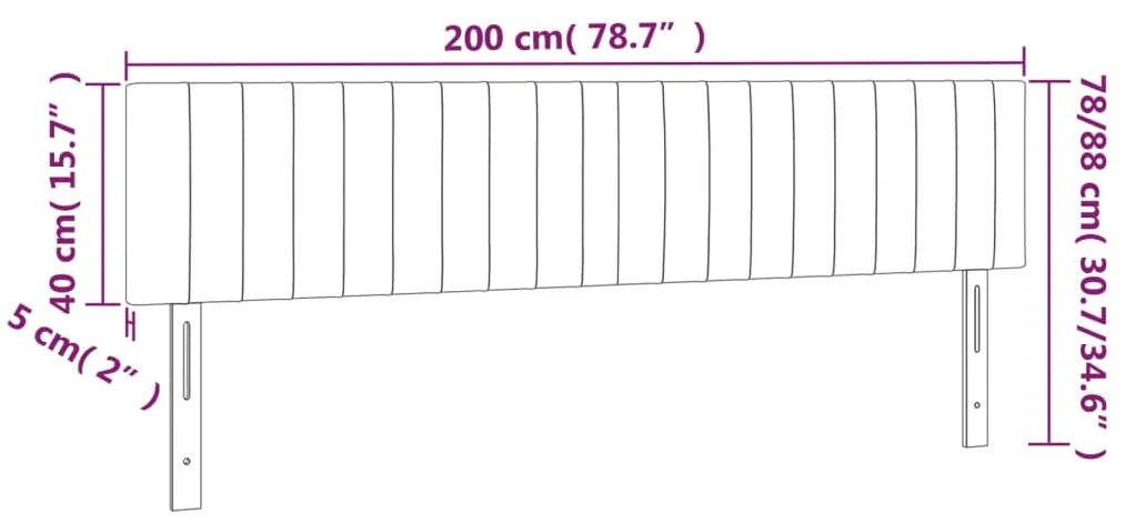 Cabeceira de cama 2 pcs tecido 100x5x78/88 cm castanho -escuro