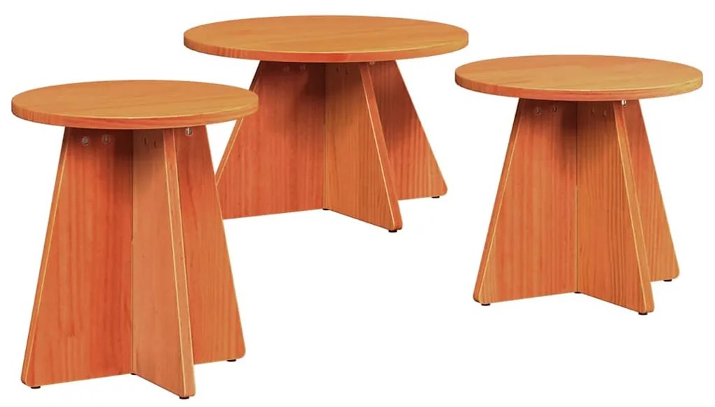 Mesa de centro 3 pcs Marrom Cera 49 x 49 x 30 cm