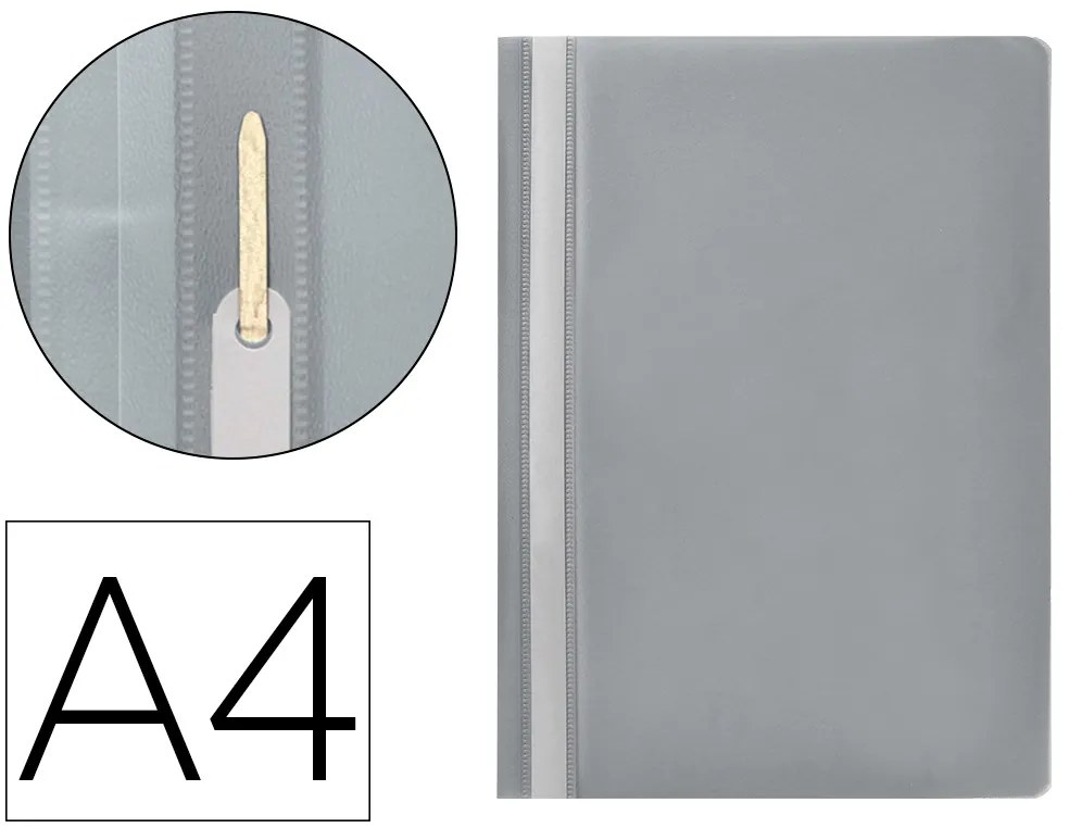 Bolsa Dossier Q-Connect Fastener em Plástico Din A4 Cinza