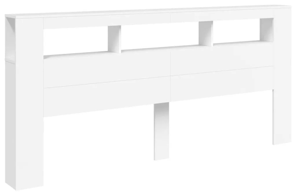 Cabeceira cama c/ LEDs 220x18,5x103,5 cm deriv. madeira branco