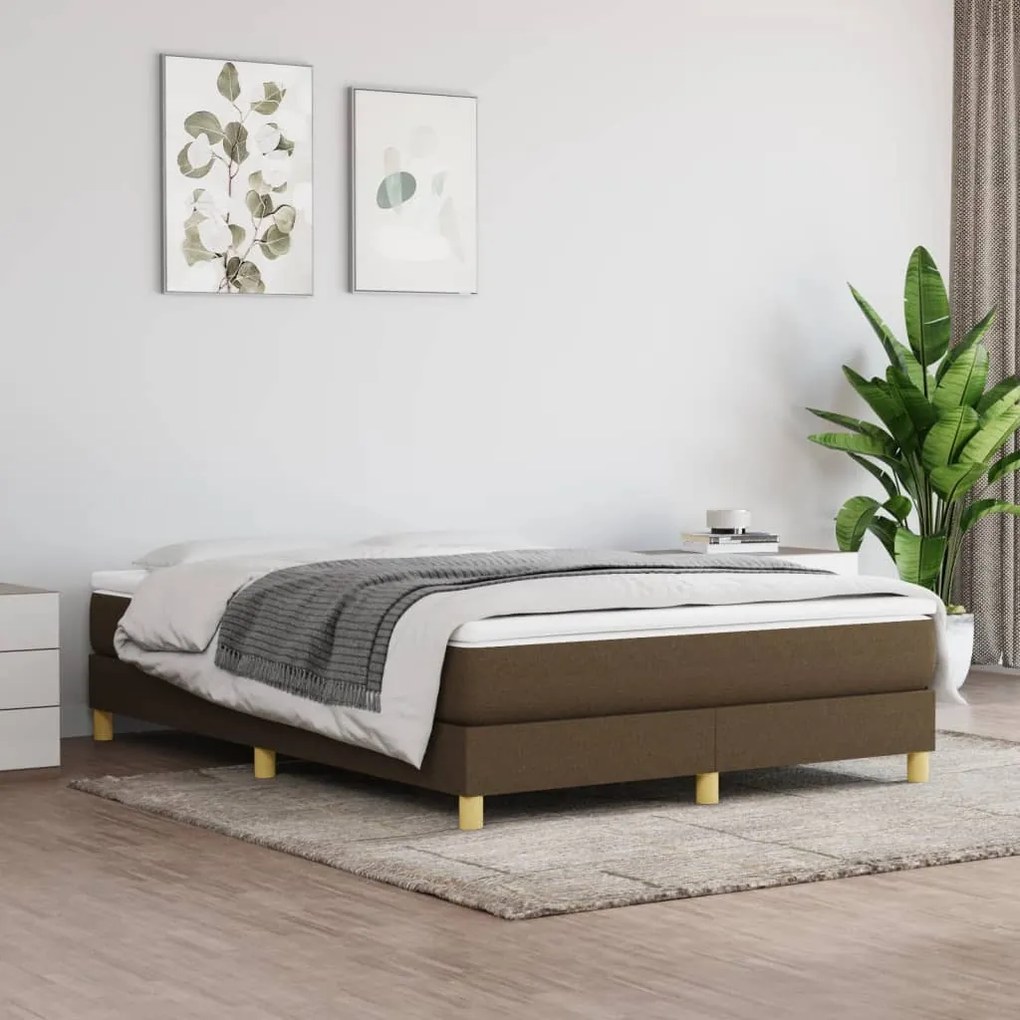 vidaXL Estrutura de cama com molas 140x190 cm tecido castanho-escuro