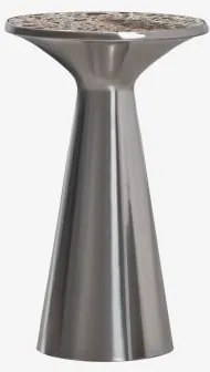Mesa Auxiliar Redonda Ø30 Cm Em Aço Inoxidável Selmalis Mármore Marrom Emperador - Sklum