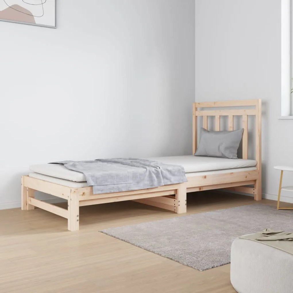 3124757 vidaXL Estrutura sofá-cama de puxar 2x(90x190) cm pinho maciço