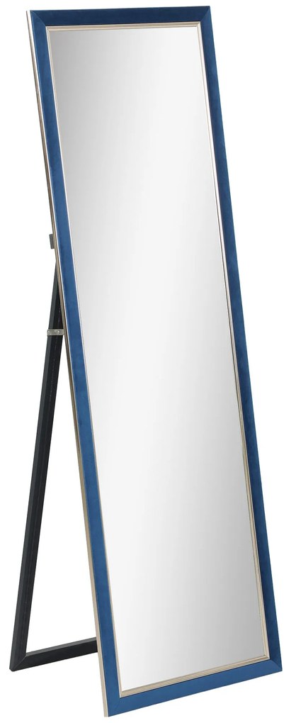 Espelho de Pé 50x150 cm Espelho de Corpo Inteiro com Estrutura em Veludo e Suporte para Sala de Estar Dormitório Azul