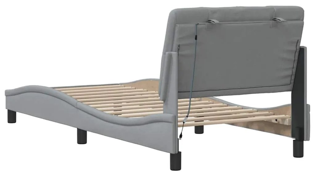 Estrutura de cama com LED sem colchão 90x190 cm tecido