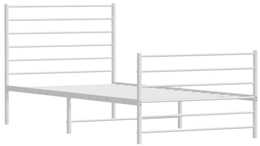 Estrutura de cama com cabeceira e pés 100x190 cm metal branco