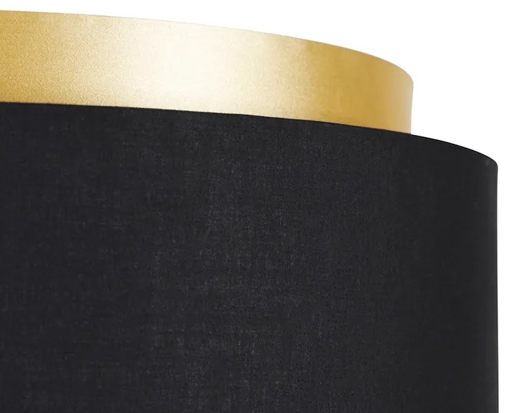 Candeeiro de pé moderno preto com cúpula preta com dourado - Simplo Moderno