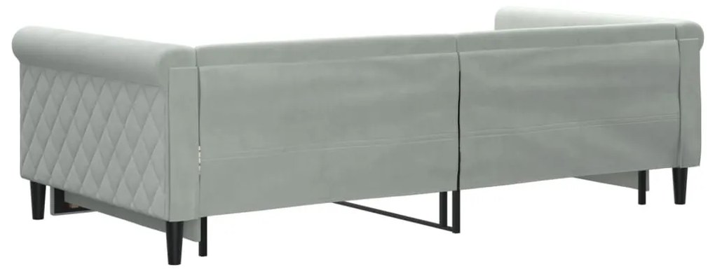 Sofá-cama com gavetão 100x200 cm veludo cinzento-claro