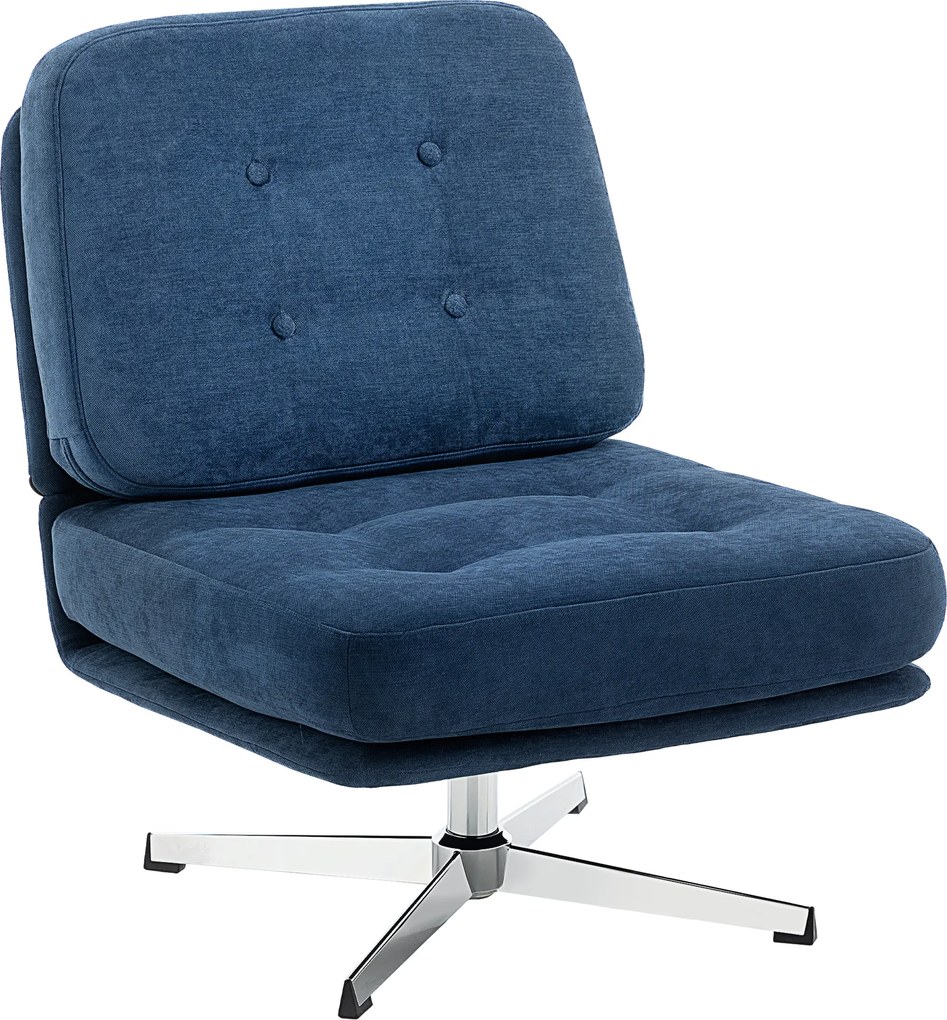 HOMCOM Poltrona de Sala Giratória Revestida em Chenille com Assento Largo, Poltrona Moderna para Quarto com Pés em Metal para Sala de Estar, Azul Escuro | Aosom Portugal