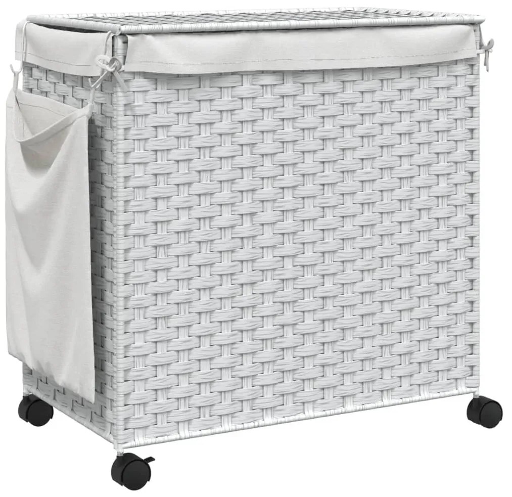 Cesto para roupa suja com rodas 60x35x60,5 cm vime branco