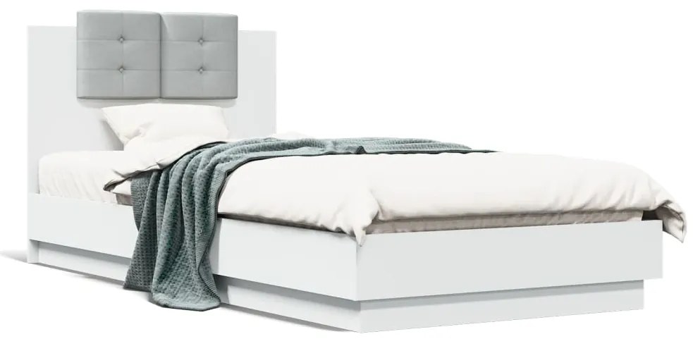 vidaXL Estrutura cama c/ cabeceira 90x200 cm derivados madeira branco