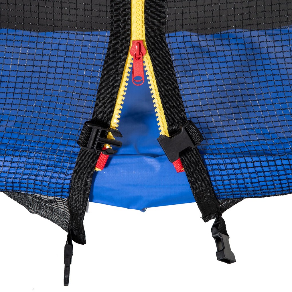 HOMCOM Trampolim de Jardim Ø223cm Trampolim para Crianças Adultos com Superfície de Salto Ø137cm Rede de Segurança Cobertura de Bordas e Escada para Exterior Azul