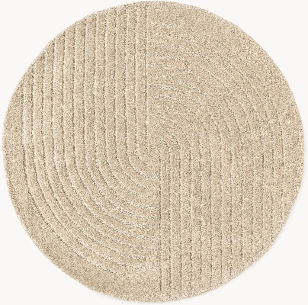 Tapete redondo de lã artesanal Mason