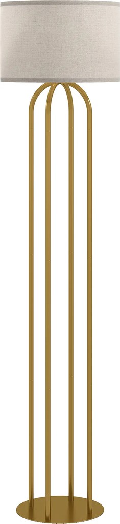 HOMCOM Candeeiro de Pé para Sala Candeeiro de Pé com Cúpula em Linho e Interruptor No Pé Ø 38x161 cm Dourado e Bege | Aosom Portugal