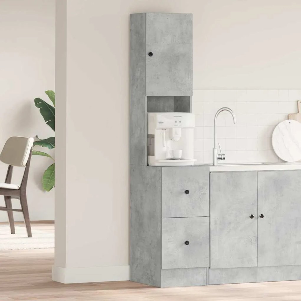 vidaXL Armário de Cozinha Cinza Concreto 35x50x180 cm Madeira Ingenheirada