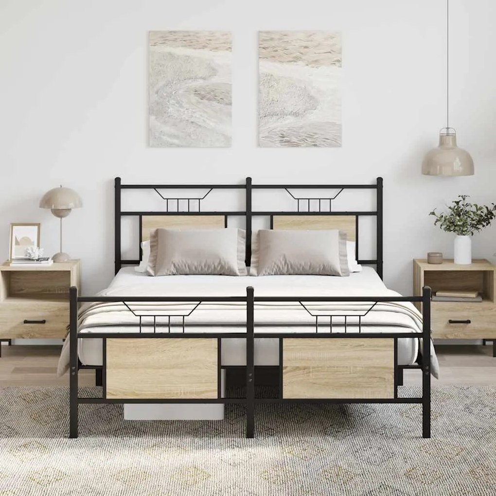 Estrutura cama s/ colchão derivados de madeira carvalho sonoma
