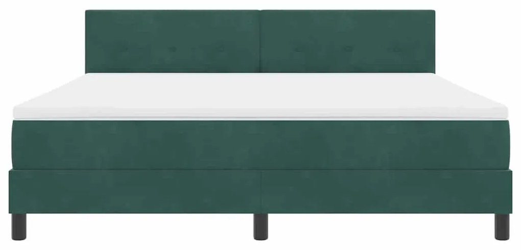 Cama Box Spring com Colchão &amp; LED Verde Escuro 180x200 cm Veludo