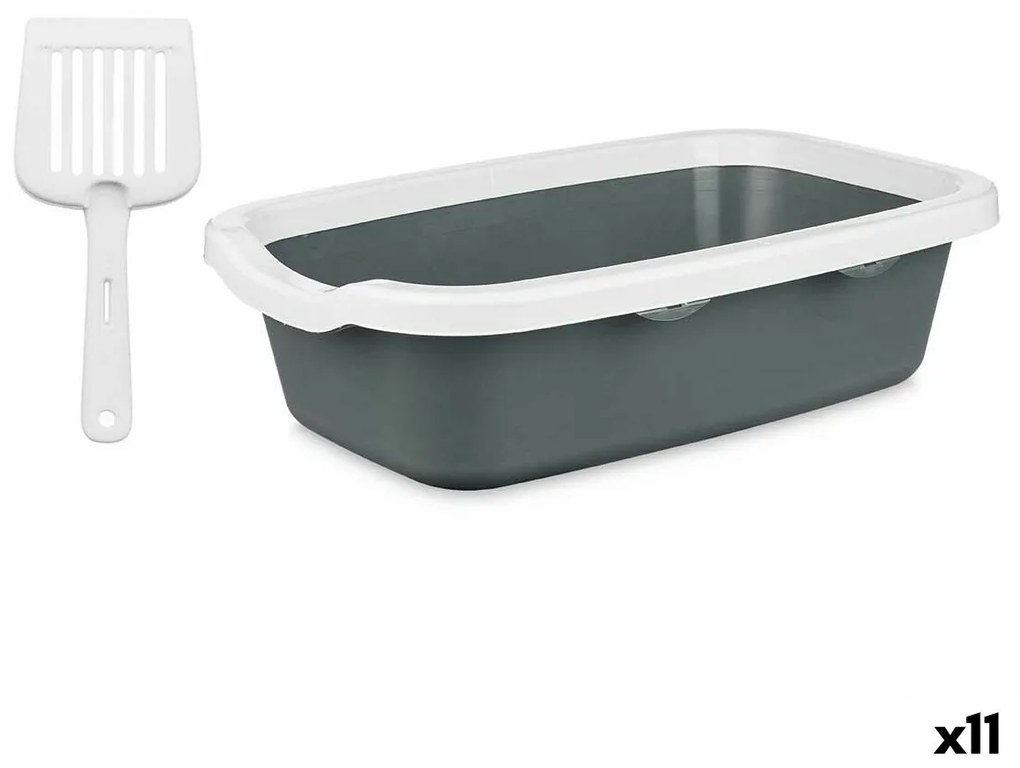 Caixa de Areia para Gatos Branco Antracite Plástico 25 x 11 x 2 cm (11 Unidades)