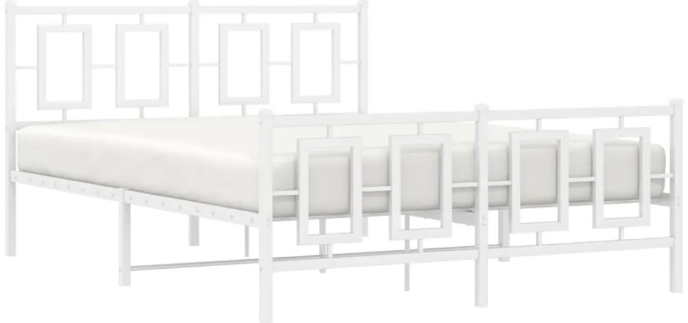 Estrutura de cama com cabeceira e pés 135x190 cm metal branco